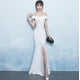 thumbnail image 2 of Vestido de noche para banquete Chen Qixiong, elegante vestido largo con hombros descubiertos y cola de pez para presentadora, vestido largo, 2 of 5
