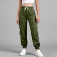 thumbnail image 6 of Endives Cargo Pants For Women Baggy Wide Leg Pant High Waisted Joggers Athletic Trousers Cuffed Pants With Pockets Army Green, 6 of 7