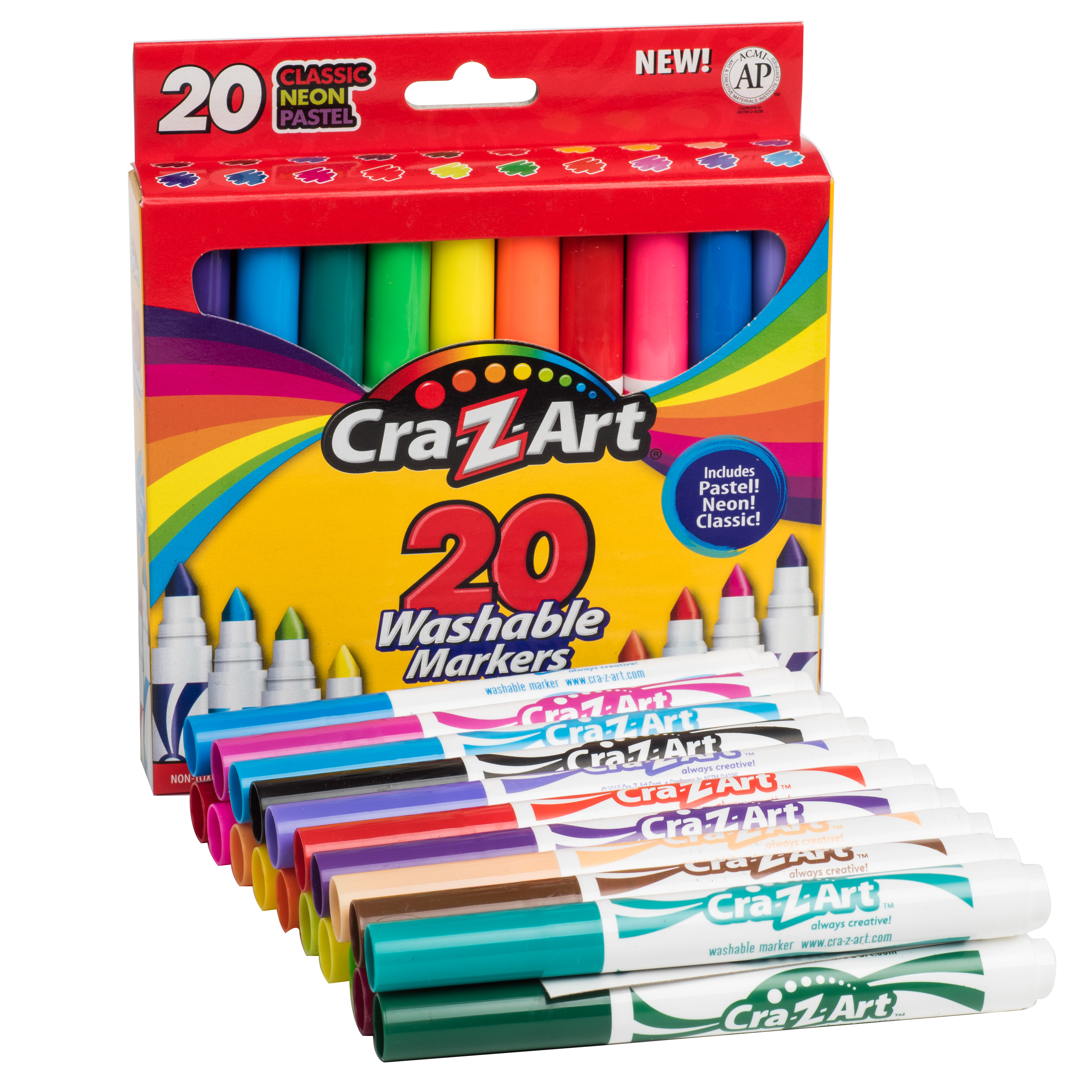 Cra-Z-Art 20 Count Multicolor Broad Line Washable Markers, Back to School Supplies - image 3 of 10