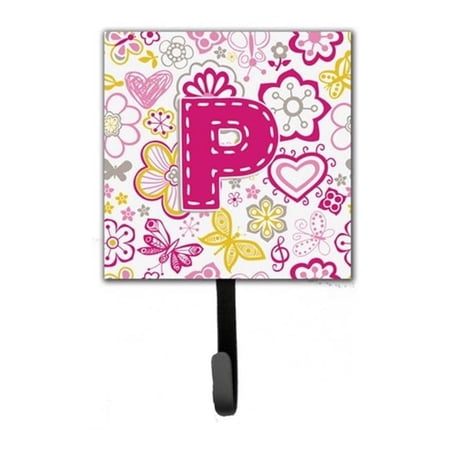 Carolines Treasures Letter P Flowers And Butterflies Pink Leash & Key Holder - Pink - 4.25 L x 2 W x 7 H in.