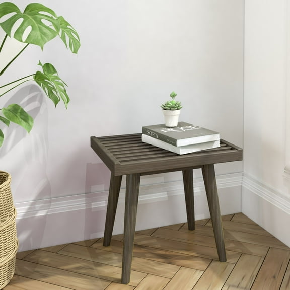 Plank Beam Entryway Bench, Wooden End of Bed Bench for Bedroom, Hallway, Porch, 19”, Clay