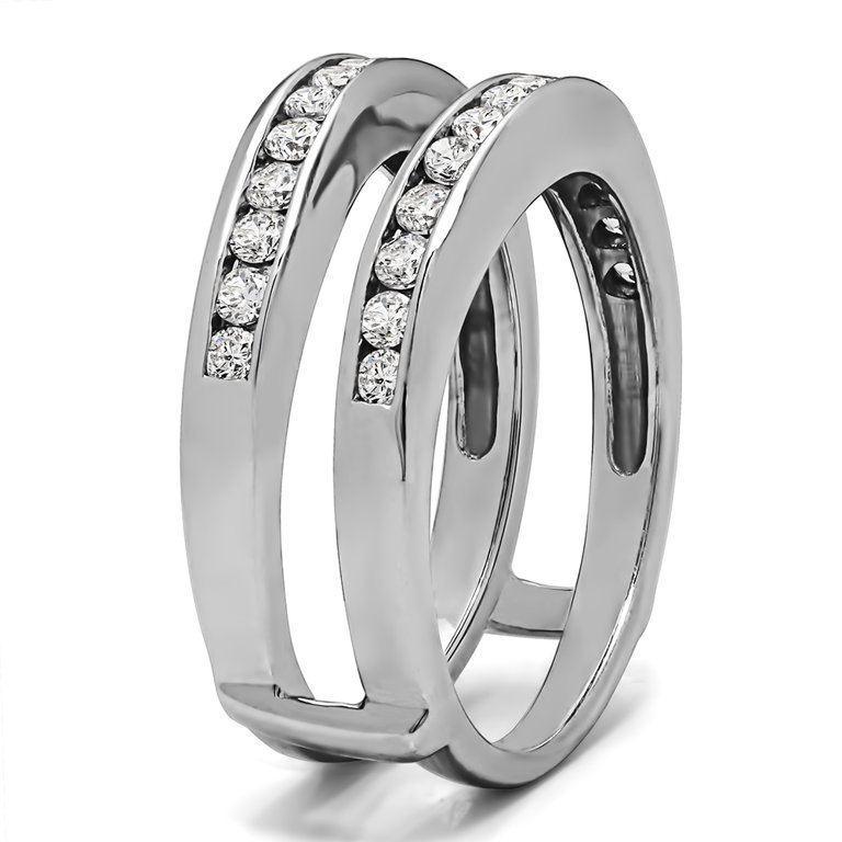 TwoBirch Channel Set Contour Wedding Ring In Sterling Silver With