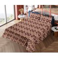 thumbnail image 4 of Ambesonne Damask Fitted & Flat Sheet with Sham 3 Pcs Set, Vintage Floral Design Swirls, Twin, Maroon Sand Brown, 4 of 5