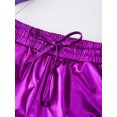 thumbnail image 5 of TiaoBug Kids Girls Sparkle Metallic Dance Shorts Gymnastics Athletic Tumbling Shorts Bottoms Activewear Purple 7-8, 5 of 7