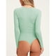 thumbnail image 4 of Bodysuit V cuello encaje manga larga color puro elegante botón mujeres mono para fiesta, 4 of 6