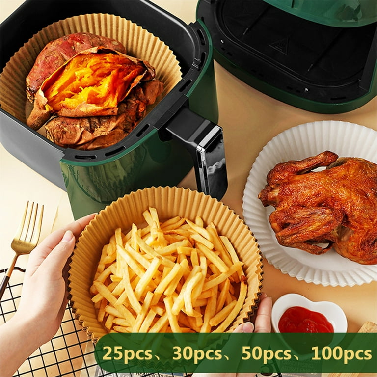 SEARCHI 50pcs Air Fryer Disposable Paper Liner, 9inch Non-Stick Round  Mat,Baking Paper Food Grade Parchment Oil-Proof Water-Proof Steamer Oil Paper  for Roasting Microwave 