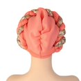 thumbnail image 3 of Turban Africain pour Femmes, Écharpe de Tête, Bonnet à Sequins, Couverture de Cheveux, Rouge Pastèque, 3 of 9