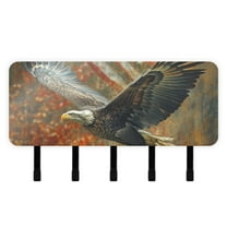 Fly Eagle American Flags Mail Holder Organizer Wall Mount with Shelf Key Holder Key Rack with 5 Key Hooks for Wall Decorative