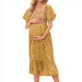 thumbnail image 2 of Vestidos Florales de para Mujer, Estilo Bohemio, Informal, de Verano, con Mangas Abullonadas, Estilo Occidental, MY112 Amarillo L, 2 of 7