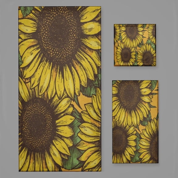 Sunflower Bath Towel Sets For Bathroom Hand Towels Fingertip Towels 3 Piece Soft Absorbent For Bathroom Kitchen Hotel Beach