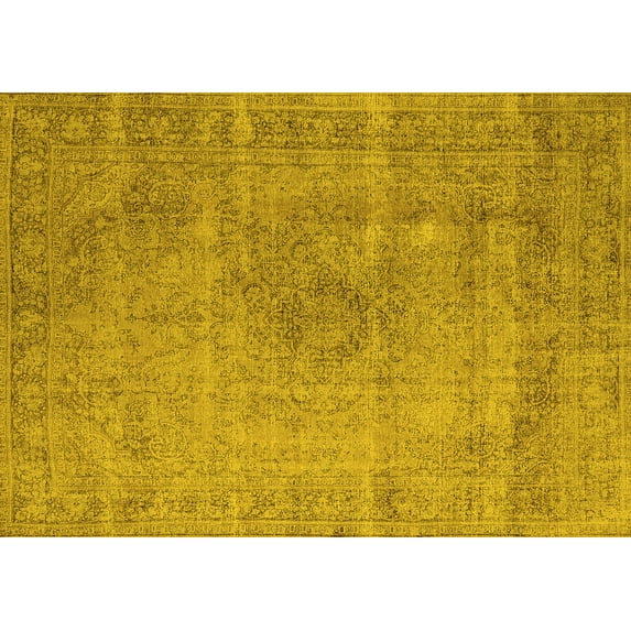 Ahgly Company Indoor Rectangle Oriental Yellow Industrial Area Rugs, 2' x 5'