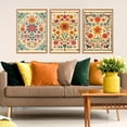 thumbnail image 5 of 3Pcs Framed Mexican Floral Canvas Wall Art (16"x24"), Abstract Orange Botanical Latin Folk Wall Decor, Vintage Mid Century Modern Tropical Flower Art Print for Office Farmhouse, 5 of 7