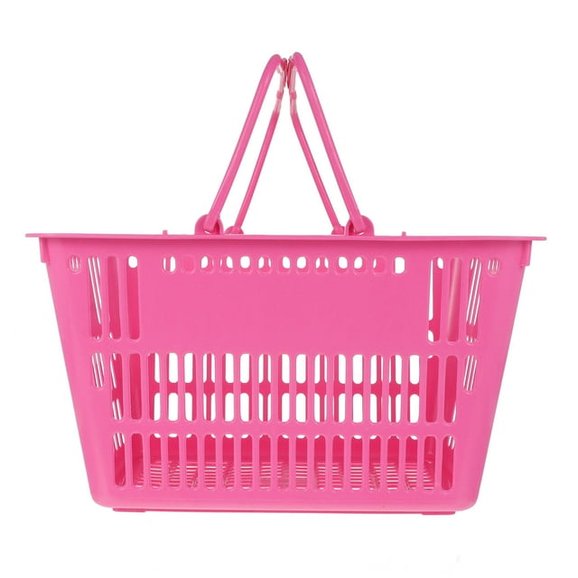 unbranded Cesta De Plástico Para Almacenamiento De Artículos Varios Con Asas Dobles Y Resistente Color Rosado