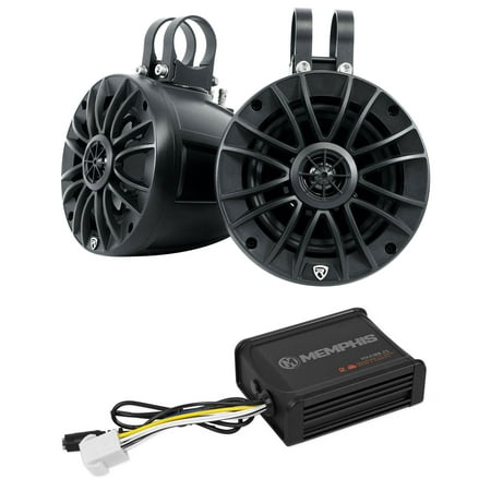 (2) Rockville UTV/ATV 5.25" Rollbar Speakers+Memphis Audio 2-Channel Amplifier