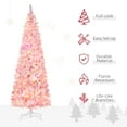 thumbnail image 4 of HOMCOM 7.5 Foot Pencil Snow Artificial Christmas Tree with LED light, Pink, 4 of 10