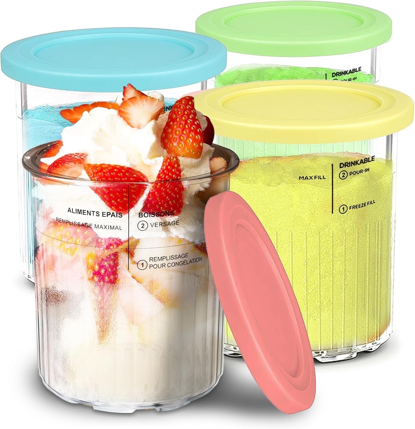 タッパーウェア　　★icecream★ seiihem 24oz Reusable Ice Cream Pint Containers with