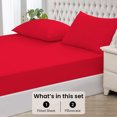 thumbnail image 3 of Fitted Sheet + Pillowcase Set 800 Thread Count 100% Egyptian Cotton 3-Piece ( 1-Fitted + 2-Pillowcase ) Twin Size (39" x 75") Inch 22-Inch Deep Pocket, All-Around Elastic Red Stripe, 3 of 6