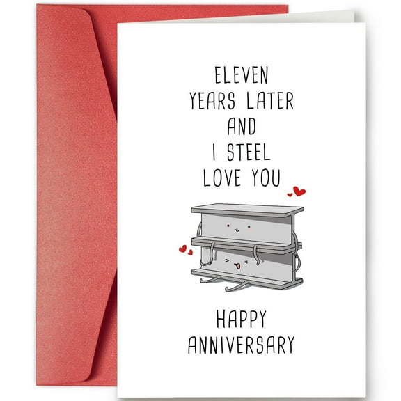 Funny Wedding Anniversary Greeting Card - "I Steel Love You" Design - Perfect for Couples