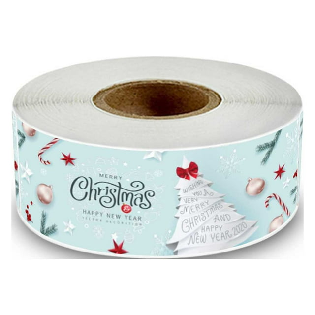 Visland 120Pcs Christmas Labels Self-adhesive Decorative Multi-patterns Classic Element Packaging Stickers for Christmas
