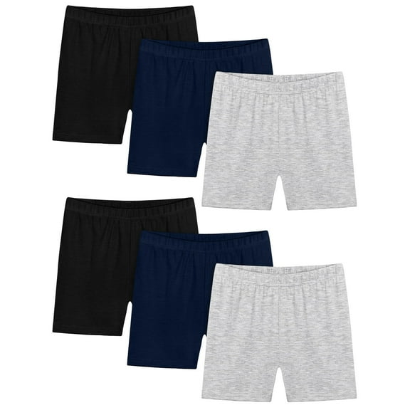 AINIYS 6 Pack Girls Bike Shorts Variety Pack Soft Stretch with Elastic Waist Closure for Daily Play and Sports Practice Gray 13 Years