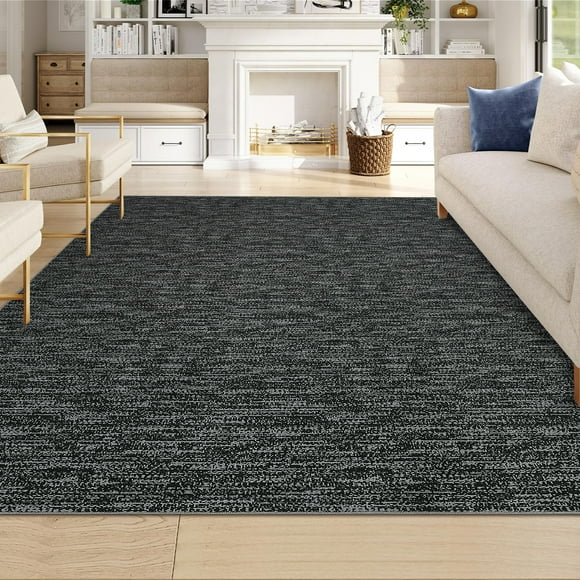 6x9 Modern Washable Area Rug - Ultra-Thin Low Pile Foldable Carpet with Non-Slip Backing for Living Room, Bedroom