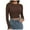 Brown, variant on Women Shirts Women's Round Neck Long Sleeve Knit Ribbed Fitted Crop Top Casual Basic Shirts Women's Short Sleeve Tops Summer Clothes for Women