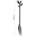 thumbnail image 2 of ORUYROP 10 Pcs Stainless Steel Black Leaf Creative Appetizer Cake Fruit Forks Set 4.7 Inches Tasting Dessert Forks Kitchen Accessory Wedding Party (Black-10Fork), 2 of 7