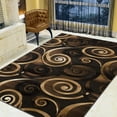 thumbnail image 1 of Spiral/Swirls Modern Contemporary Hand Carved Area Rug-Chocolate/Beige/Black, 1 of 6