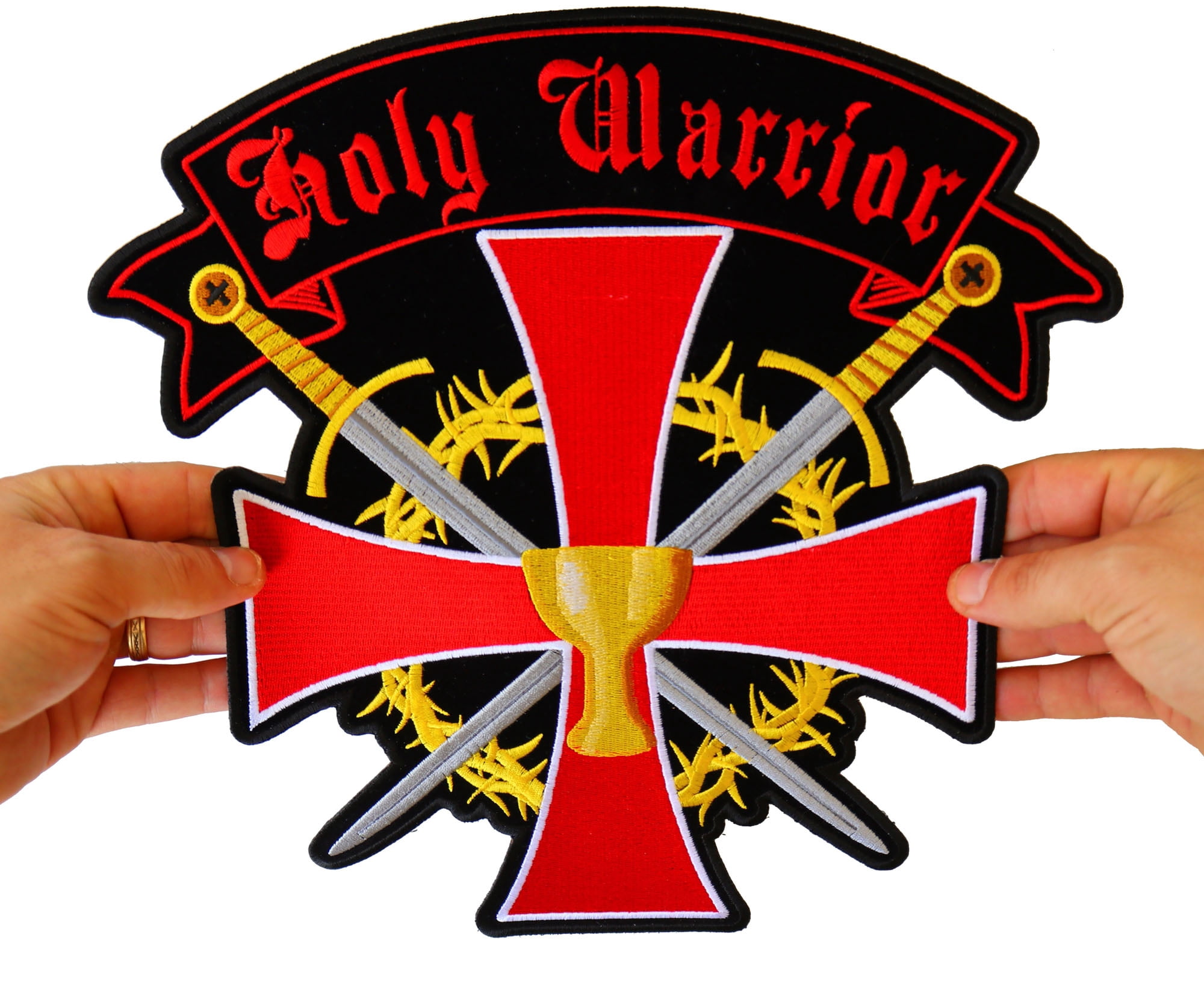 Holy Warrior Christian Cross Swords and Holy Grail Patch