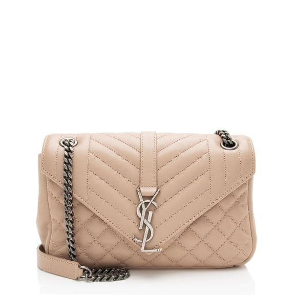 Pre-Owned Saint Laurent Mixed Matelasse Calfskin Monogram Soft Medium Shoulder Bag