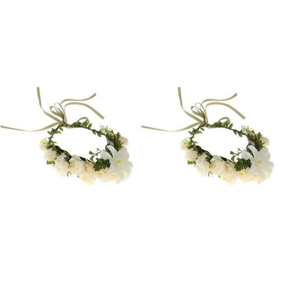 HOMEMAXS  Set of 2 Bride to Be Hair Wreath Tiara Silk Flower Headband Woman