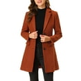 thumbnail image 1 of INSPIRE CHIC Manteau pour Femme Couleur Unie Revers Cranté Simple Boutonnage Caban d'Hiver Rouge Brique m, 1 of 6