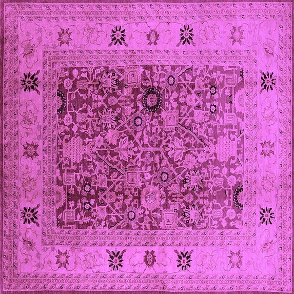 Ahgly Company Indoor Square Oriental Purple Traditional Area Rugs, 4' Square