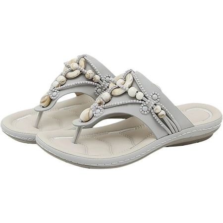 Boho Beach Flip Flops For Women Sandals With Arch Support Orthopedic Thong Slippers Casual Summer Comfy Slip On Shoes
