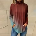 thumbnail image 2 of TQWQT Mock Turtle Necks Tops for Women Plus Size Color Block Printed T-Shirt Mockneck Long Sleeve Loose Fit Curved Hem Graphic Tee Fall Outfits 2024 Tunic Top Wine 3XL, 2 of 5