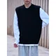 thumbnail image 4 of Chaleco de cuello redondo blanco para hombre, chaleco sin mangas negro, suéter de punto, suéter de cuello redondo para hombre, pedido de algodón, moda 2024 Sheap Fun, 4 of 5