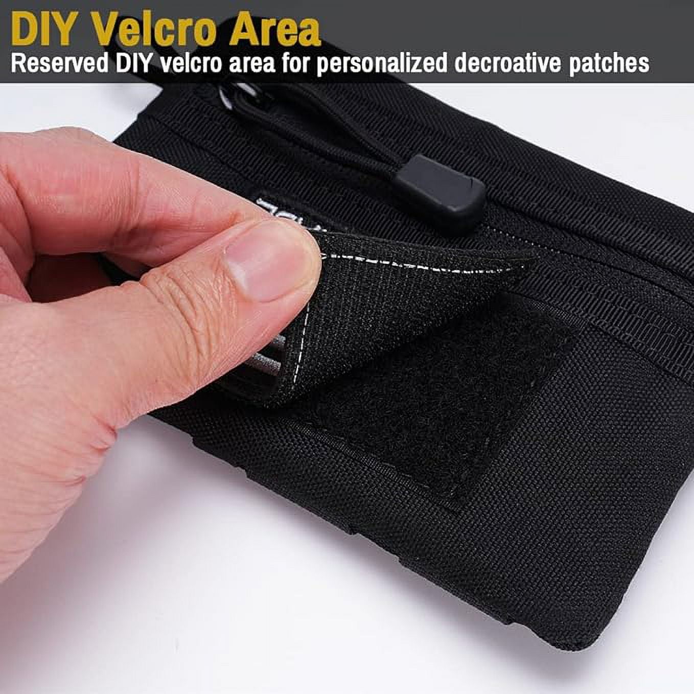 VIPERADE VE3-P Pocket Organizer Pouch, EDC Pocket Organizer Men with DIY Patches Area, EDC Organizer Pouch with 4 Tool Storage EDC Pouch for Flashlight, Pocket Knife, EDC Pen, EDC Gear -Black