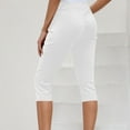 thumbnail image 4 of Miluxas Capri Pants for Women High Waisted Pull On Elastic Waist Dressy Casual Stretchy Capris Trousers Pants White XL(XL), 4 of 7