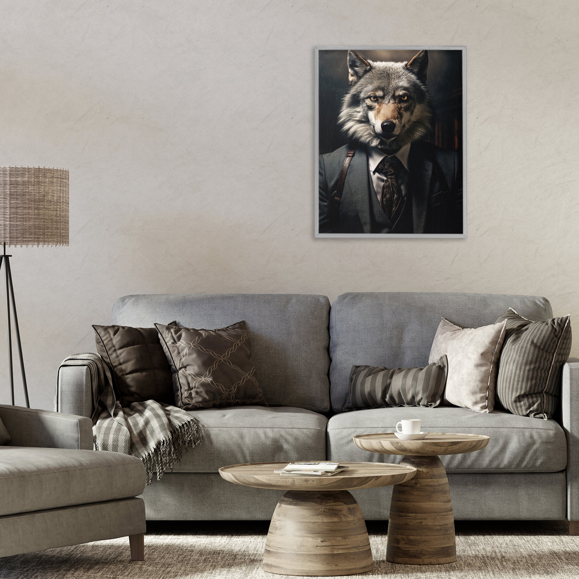 Stupell Industries Trendy Wall Street Wolf Gray Framed Giclee Art, design by Ray Powers