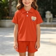 thumbnail image 7 of ITSAME Boys Summer Outfit 2-Piece Short Sleeve Polo Shirt and Shorts Kids Loose Casual Set Orange Size 3T, 7 of 7