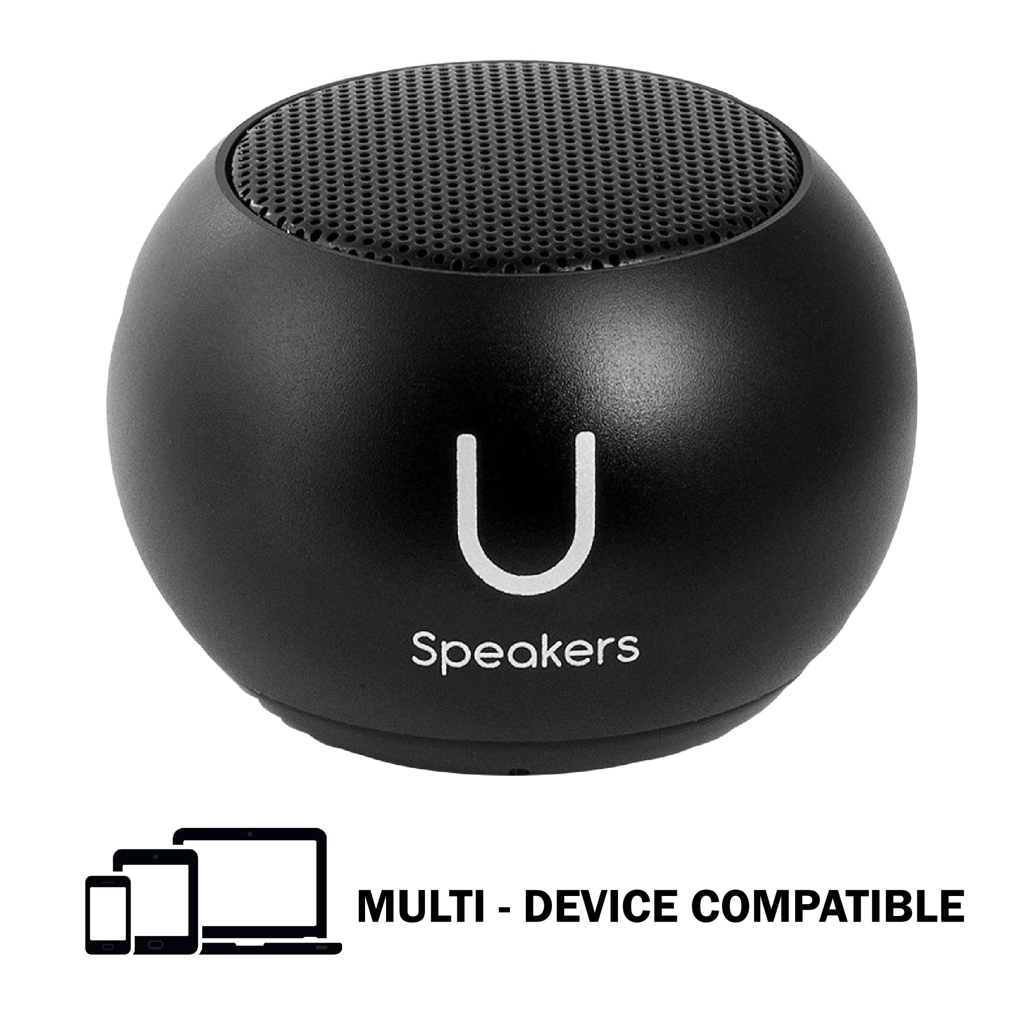 Fashionit U Speakers Mini Bluetooth Computer Speaker 2-Pack Bundle with Matching Speaker, Built-In Mic & Selfie Remote Control, for Workspace, Desktop, Laptop, Mobile, Tablet, PC - Black
