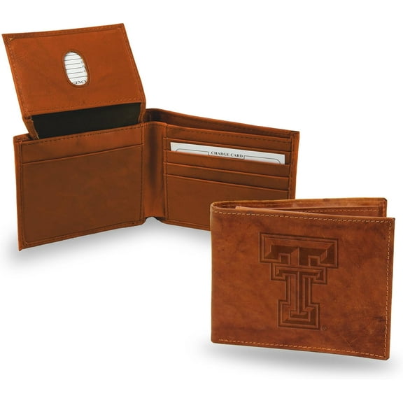 Texas-Tech-Raider's Brown Leather Embossed Bifold Passcase Wallet