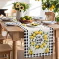 thumbnail image 2 of Table Runner 72 Inches Long for Kitchen Dining, Summer Lemon Dresser Scarf Farmhouse, Dining Table Decorations for Wedding/Parties, Yellow Botanical Checkered Farmhouse Buffalo 13 x 72 In, 2 of 9