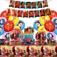 thumbnail image 2 of Película Descendientes: El origen de los rojos Vajilla para fiesta de cumpleaños Pancarta Pastel Globos rojos desechables colgantes Decoración de cumpleaños, 2 of 4