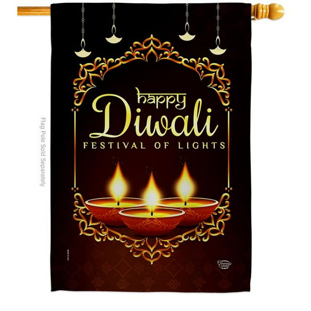 Ornament Collection H192473-BO Drapeau de Maison Décoratif Double Face Célébration Diwali, Multicolore