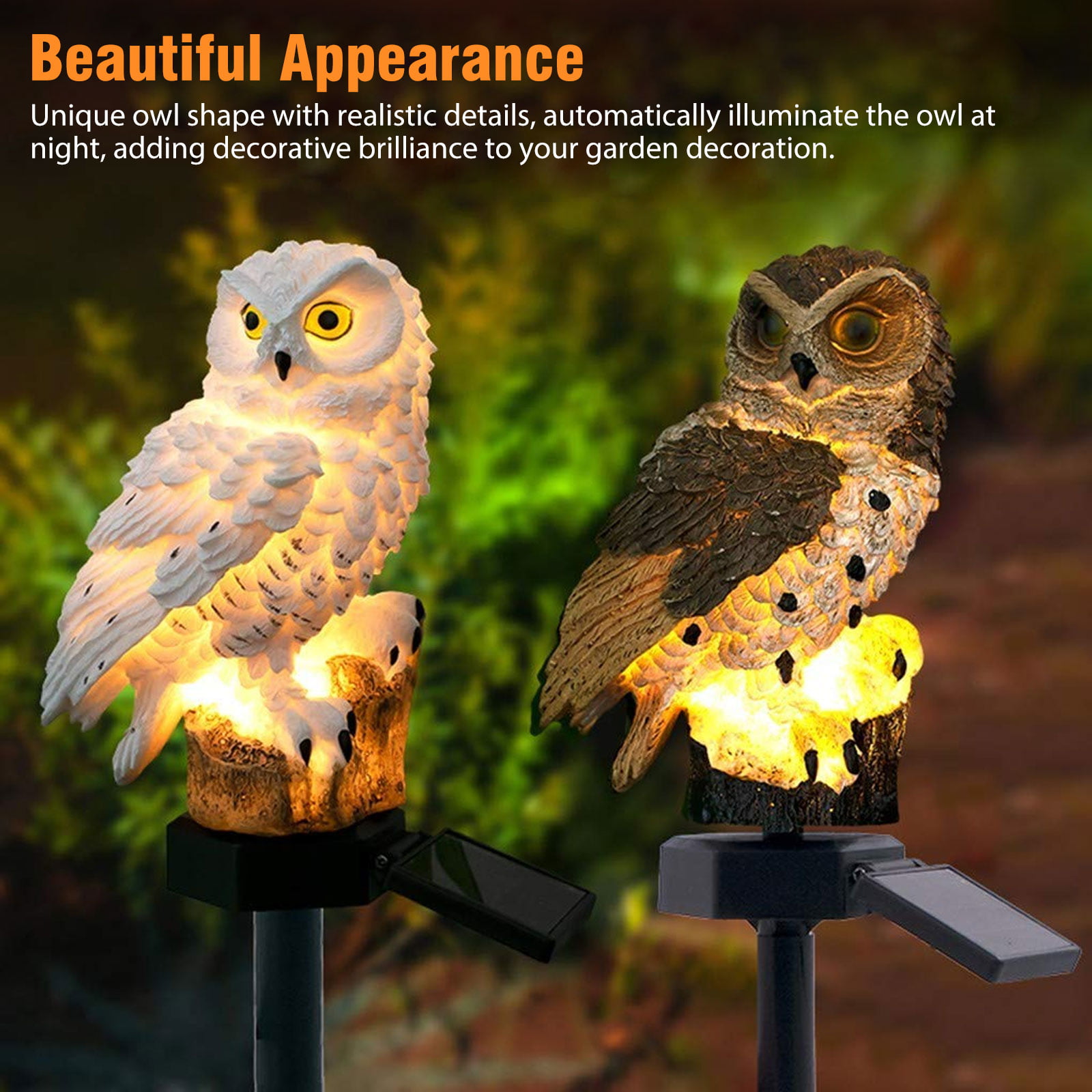 LED Solar Powered Owl Landscape Light Night Lights  Lawn Lamp For Garden Decor 