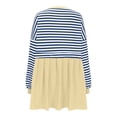 thumbnail image 4 of Generic Women Striped Fall Dresses Oversized Long Sleeve Pullover Top Patchwork Crewneck Sweatshirts Y2k Babydoll Dress, 4 of 5