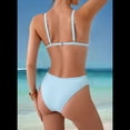 thumbnail image 4 of Conjunto de Bikini de Dos Piezas para Mujer, Traje de Baño de Cintura Baja con Escote en V, con Control de Abdomen, Ropa de Playa 2025, Azul Hielo, Talla M, 4 of 6