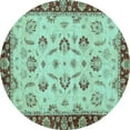 thumbnail image 1 of Ahgly Company Indoor Round Oriental Light Blue Traditional Area Rugs, 5' Round, 1 of 4