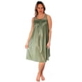 thumbnail image 2 of Women's Silky Feeling Sleeveless Tricot Nightgown with Floral Lace Design, Olive Green, Size 4XL, 2 of 4